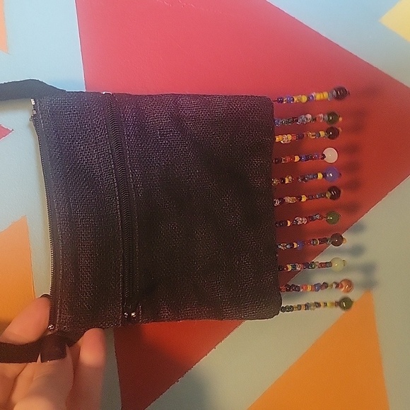 Bohemian Hemp Red Beaded Crossbody Bag From Thailand - Picture 6 of 7